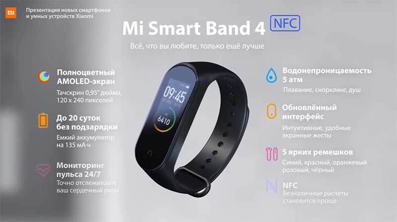 Xiaomi Mi Smart Band 4 с NFC выходит в России 16 июня